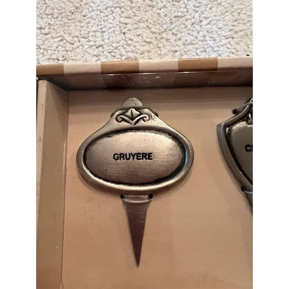 Pottery Barn Bombay Cheese Markers Set of 4 Silver Utensils Included Charcuterie